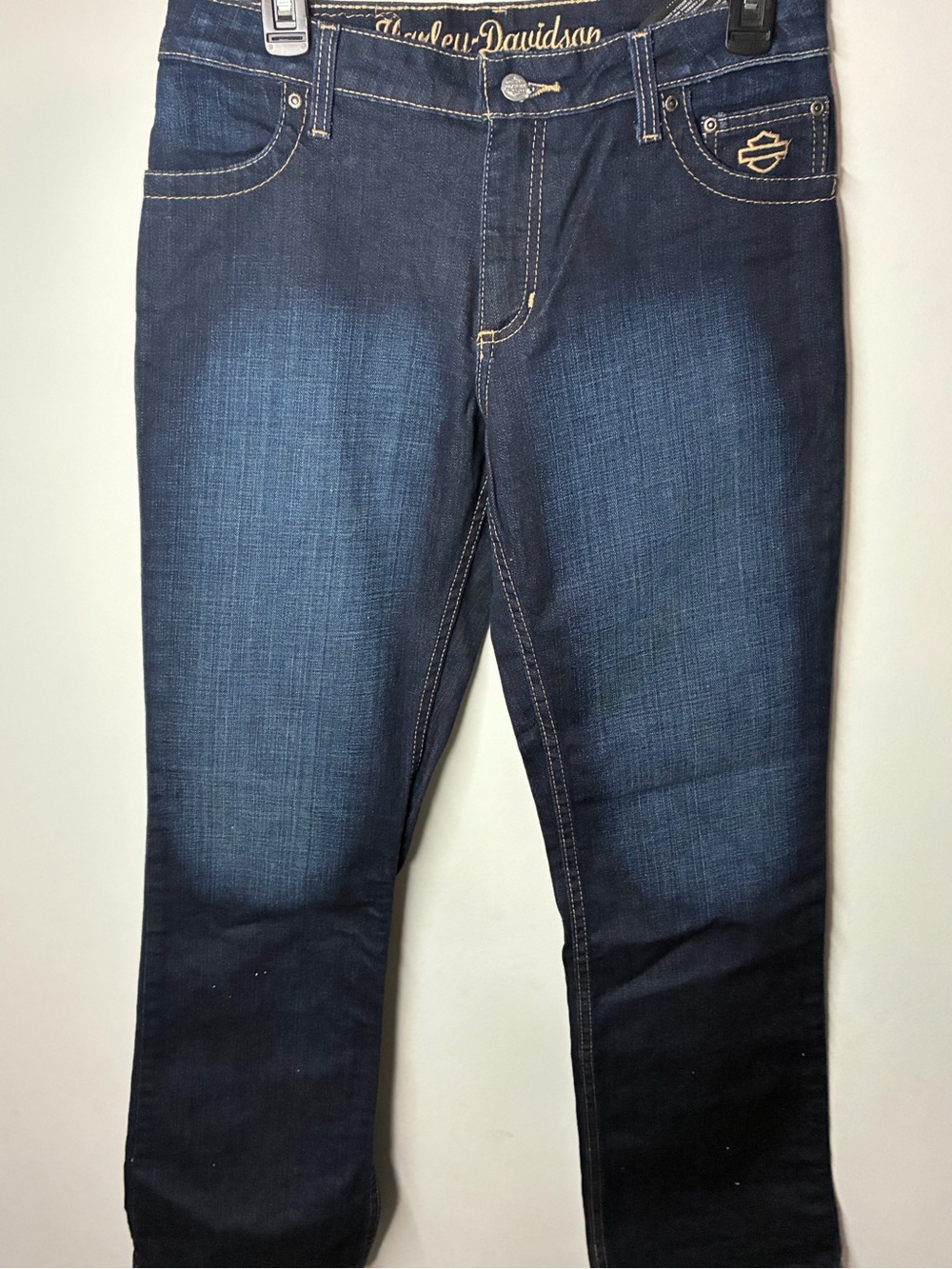 Harley-Davidson Women's Dark Blue Bootcut Jeans with Contrast Stitching